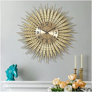 Imagem de Relógio de parede arte simples relógio de parede grande relógio de parede silencioso, sem tique-taque, relógios de parede decorativos de quartzo, modernos relógios de parede de metal 3D Sunburst para