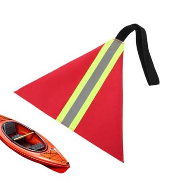Imagem de Bandeira de reboque, bandeira de caminhão de reboque de caiaque, refletiva de alta visibilidade, impermeável, resistente ao desgaste, sinal de aviso de viagem para canoas, barcos, bicicleta