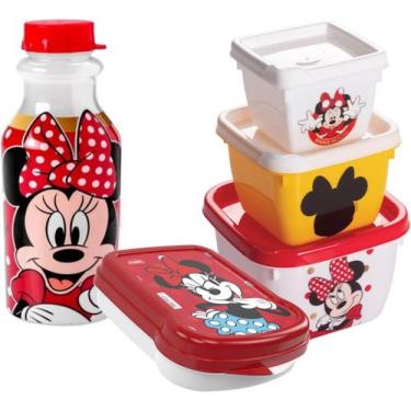 Imagem de Kit Lanche Escolar Infantil Minnie Rosa C/ Garrafinha 500ml - Plasutil