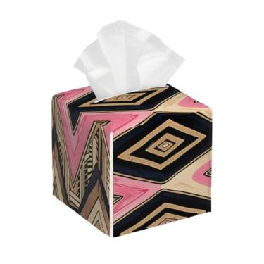 Imagem de Porta-lenços de couro quadrado à prova d'água organizador de papel facial asteca retrô nacional com cinto inferior cubo estojo de lenços para mesa, banheiro, escritório, mesa, carro, decorativo