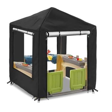 Imagem de LYBOSH Capa de Casinha de Brinquedo à Prova d'Água, Preta e Branca, para Step2 e Outras Marcas, 125,7 cm L x 125,7 cm P x 152,9 cm A