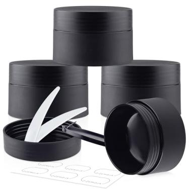 Imagem de Recipientes de plástico pacote com 4, frascos de tamanho de viagem de 50 g com tampas, ideais para maquiagem, cosméticos, protetor labial, creme de amostra e loção de beleza