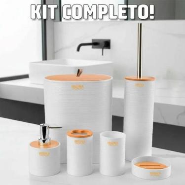 Imagem de Conjunto de Acessórios para Banheiro em Bambu Kit Completo Preto Irsin