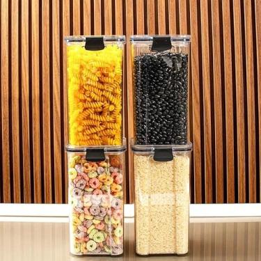 Imagem de Monte seu Kit Pote Hermético para Mantimentos de Cozinha Dispensa Armário Plástico (4 Potes - 1,5 Litros)