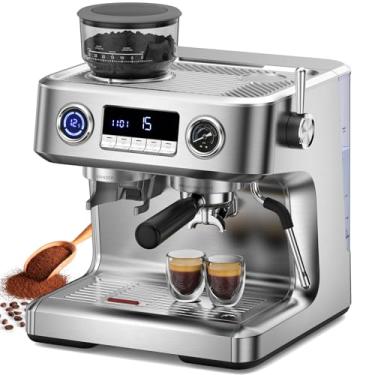Imagem de Kndko (2025 Upgrade 20 Bar Barista Espresso Machine com moedor e espumador a vapor de leite, máquina de café expresso comercial para cappuccino e latte, kit de barista de aço inoxidável escovado para