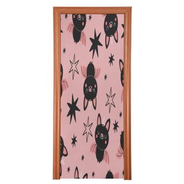 Imagem de Blueangle Capa elástica para porta de morcegos fofos de Halloween - Faixa de porta frontal de tecido elástico para Halloween, decoração de festa em casa ao ar livre (788)