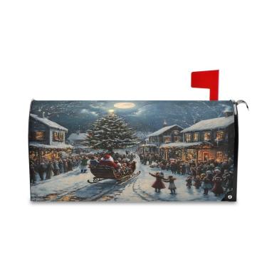 Imagem de SEHANY Capas de caixa de correio magnéticas tamanho padrão 20,8 x 25,4 polegadas Natal Papai Noel decorativo caixa de correio caixa postal capa para jardim ao ar livre quintal
