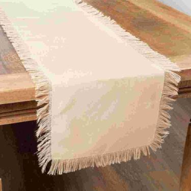 Imagem de Caminho De Mesa Bege Franja Poli-Bambu 40X175Cm Rafimex