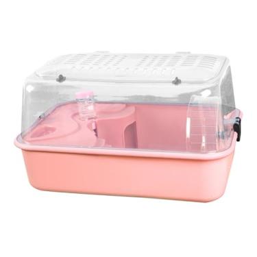 Imagem de IEUDNS Exercício de gaiola de hamster tocando uma atividade portátil de atividade transparente de pequenos suprimentos para animais de estimação portador de, Rosa