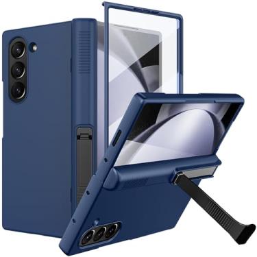 Imagem de NINKI Capa compatível com Samsung Galaxy Z Fold 6 com proteção de dobradiça, protetor de tela com suporte invisível, capa fina resistente à prova de choque para Samsung Z Fold 6 azul