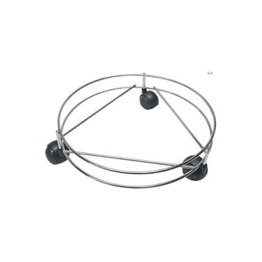 Imagem de Suporte para Botijão de Gás, Aço Inox, Preto, 34cm Diâmetro x 10cm Altura, com 3 Rodinhas, Universal, para Botijão de Gás, Galão de Água, Vasos de Plantas