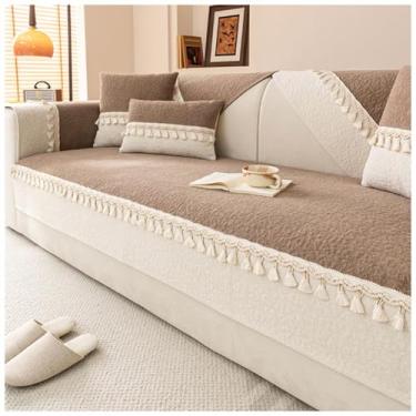 Imagem de SPXMQSS Capa para sofá, capas seccionais de chenille, capa de sofá universal antiderrapante em forma de L, supermacia, protetor de móveis de 1/2/3/4 lugares para sala de estar B 110 x 110 cm