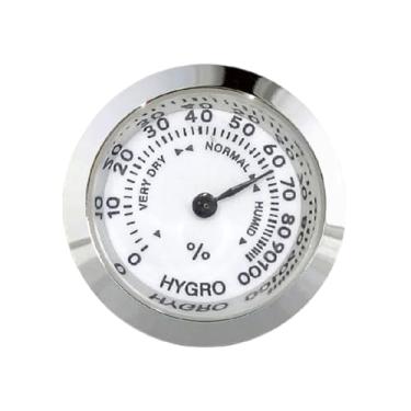 Imagem de predolo Higrômetro mecânico analógico portátil para uso interno e externo com números grandes, ideal para cozinhas externas, geladeiras e oficinas, Prata 27mm