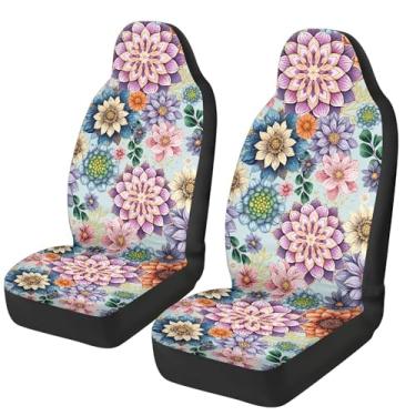 Imagem de gearider Capa de assento de carro vintage boho flor para assentos dianteiros respirável capa de assento de carro proteção interior acessórios universais para a maioria dos veículos