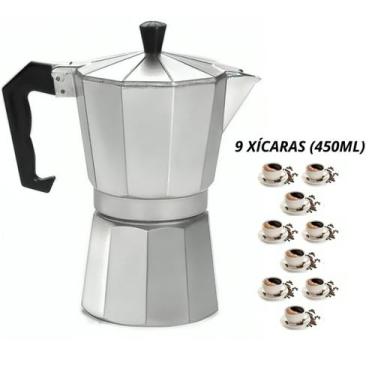 Imagem de Cafeteira Italiana Alumínio 3/6/9 Xícaras Aço Decorada Top Cafeteira R