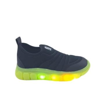 Imagem de Tenis led infantil com brinquedo novope - 99001304 - preto / limao - 2