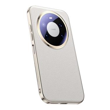 Imagem de POYUFRG Capa ultrafina para Huawei Mate 80 Pro Max/80 Pro/80, capa de couro galvanizado para negócios de luxo, capa de proteção de lente completa, branca, 80 Pro Max