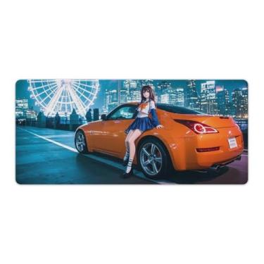 Imagem de HouLaiZhe Sailor Suit Anime Girl JDM 350Z roda gigante tapetes de mouse para jogos JDM tapetes de mesa de carro grandes para teclado de mesa tapete de computador 40 x 90 cm
