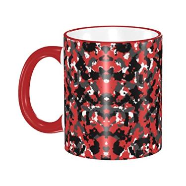 Imagem de Ourdovi Caneca de café expresso de cerâmica camuflada, caneca de cerâmica revestida DIY, para café, sopa, chá, leite, latte, cacau quente, colorido divertido 340 g.