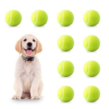 Imagem de DRK INNOTECK Mini bolas de tênis para cães – Pacote com 10 (brinquedos de bola de cachorro para exercícios, brinquedos interativos para cães e bolas de tênis – Ótimo para cães pequenos