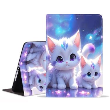 Imagem de FVAENDHIO Capa para Samsung Galaxy Tab S10 Lite/S10 FE/S9 FE 5G 10,9 polegadas/S9 11 polegadas, suporte ajustável, auto despertar/hibernar, capa de couro inteligente, gato fofo