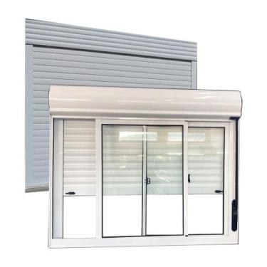 Imagem de Janela de Aluminio com Persiana Branco Manual Integrada 120x120cm - Al