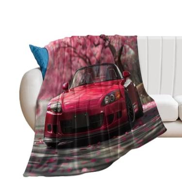 Imagem de HouLaiZhe Cobertor Super Macio Flanela JDM Carro Bonito S2000 Flor de Pêssego Lindos Cobertores de Refrigeração Leve para Sofá-Cama Cadeira Sofá Carro Viagem ao Ar Livre Leve Quente 76 cm x 101 cm