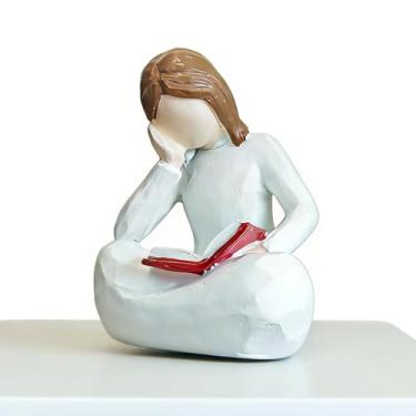 Imagem de Aodse Presentes para amantes de livros lendo escultura pensadora para mulheres leitoras, graduadas, estudantes, professores, decoração de estante escultura estética decoração de casa para prateleiras