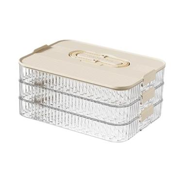 Imagem de ＫＬＫＣＭＳ Organizador de Bolinhos, Caixa Organizadora para Geladeira, Prateleira de Alimentos, Recipiente Reutilizável e Multifuncional para Armazenamento de, 3 Camadas