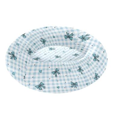 Imagem de SEHANY Cama fofa para cachorro com laço azul, removível e lavável, pequena, redonda para gatos, fofa, super macia, confortável, com fundo antiderrapante para cães pequenos, médios e gatos, 33 cm