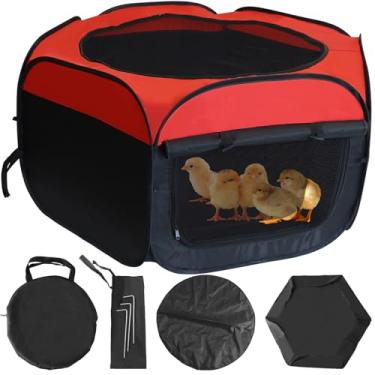 Imagem de Caixa de chocadeira de pintinho, caixa dobrável de chocadeira de frango para filhotes, suprimentos para gaiola de frango para bebês que criam até 15 pintinhos, patos e codornas, kit inicial com bolsa