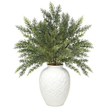 Imagem de Pigmiss 6 ramos de pinheiro artificiais reais, hastes verdes falsas, palitos de verduras falsas de Natal para guirlanda de guirlanda, vasos, decoração de Natal para ambientes internos e externos