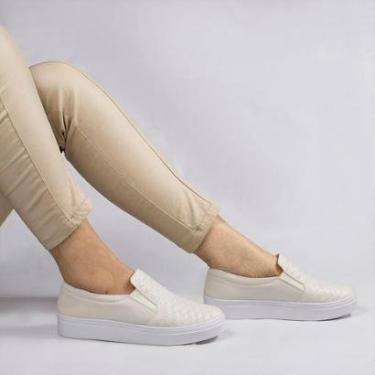 Imagem de Tênis Slip-on Zatta Matelassê Paula Off White Branco 36-Feminino