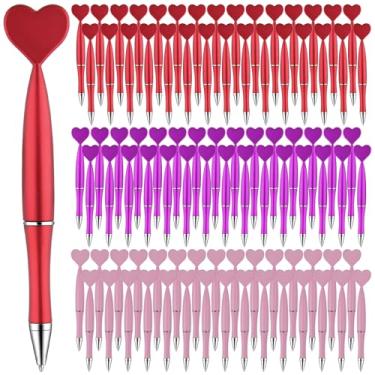 Imagem de Zuazaor 120 canetas em formato de coração a granel para festa do dia dos namorados canetas esferográficas de tinta gel preta presentes para adultos, escritório, escola, aniversário, festa de casamento