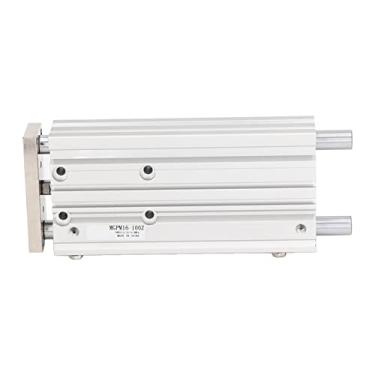 Imagem de Akozon Cilindro Pneumático de Dupla Ação de 3 Hastes, Cilindro de Ar de Liga de Alumínio Com Haste Guia, Diâmetro Interno de 16 Mm, para Automação Mecânica e Robótica