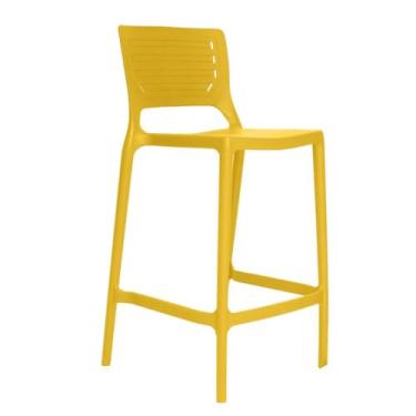 Imagem de Banqueta Alta Cozinha Amarela Empilhável Saturno em Polipropileno Acrilys