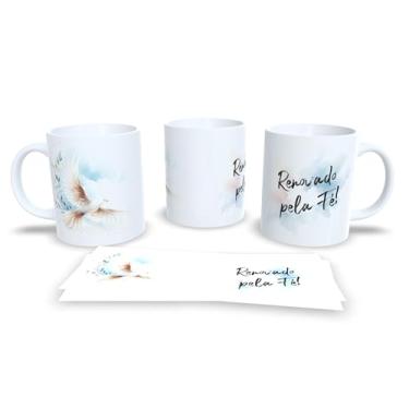 Imagem de Caneca com Arte em Aquarela, Paisagem Natural ao Pôr do Sol, Cerâmica Branca com Frase 'Ele Ressuscitou, Assim Como Disse', Design Inspirador (17263)