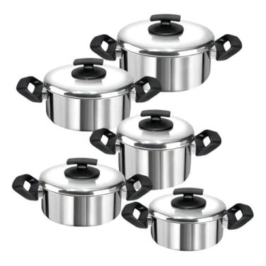 Imagem de Jogo 5 Panelas Aluminio Polido Grandes E Grossas Cor Prateado