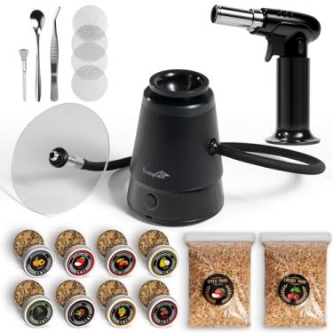 Imagem de Kit de lascas de madeira com kit de defumador patenteado atualizado – 0 contato de fumaça de óleo, evita o entupimento de alcatrão, infusor de fumaça denso para coquetéis, carne e queijo, Tipo-C