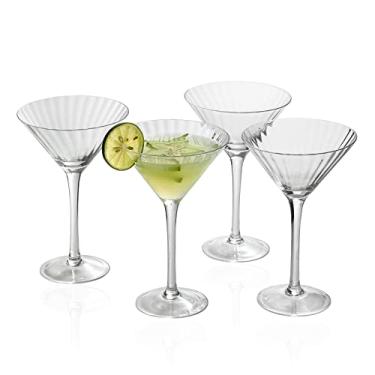 Imagem de 1500° C TABLETOP Copos de raio radial, gin e tônico, copos de martini, 212 g, conjunto de 4 com haste longa para coquetéis