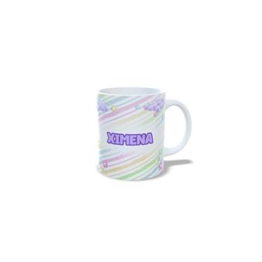 Imagem de Caneca de Cerâmica Personalizada com Alfabeto de Princesas, Nome Alice, 325ml, Design Colorido com Flores (x)