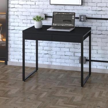 Imagem de Mesa Kuadra Office 90x60x75cm C/02 Gavetas Preto Ônix/Est.preta