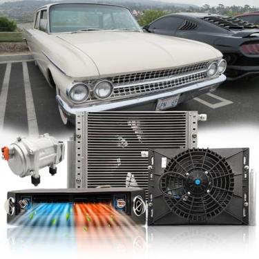 Imagem de Ar condicionado sob o painel 12000 BTU 12V com aquecimento, sistema universal de kit de ar condicionado de 12 Volts, unidade elétrica CC 12V Underdash AC silenciosa, resfriamento rápido para carros