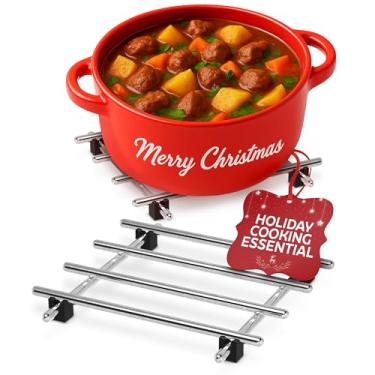 Imagem de LÃMPLIG Trivet, suporte de panela, 7 x 7 polegadas, conjunto de 2 de aço inoxidável