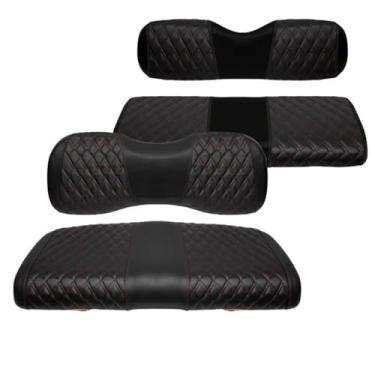 Imagem de SHUNCHENXIANG Kit de capas de assento de diamante para carrinho de golfe com 4 peças, serve para Yamaha G29/Drive/Drive 2 2007+ capa de assento de vinil para carrinho de golfe (costura preta, sem