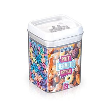 Imagem de Pote Hermetic Crystal Quadrado Incolor capacidade 1,7 litros com tampa branca