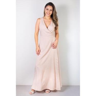 Imagem de Vestido longo de viscose slub transpassado 71116-Feminino