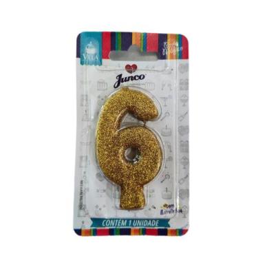 Imagem de VELA ANIVERSARIO DOURADA Nº 6 - Junco