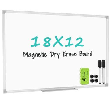 Imagem de Lockways Quadro apagável a seco, quadro branco apagável a seco, quadro branco de alumínio com 1 borracha, 1 bandeja de caneta, 2 marcadores e 4 ímãs