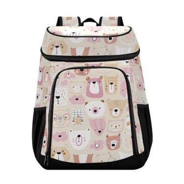 Imagem de Mochila criativa fofa e colorida com rostos de animais para homens, 36 latas, lancheira para almoço, piquenique, pesca, caminhadas, acampamento, parque, praia